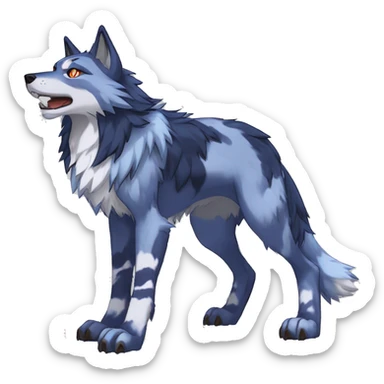  Cool Edgy Colorful Anthro War-Digimon-Fakemon-Wolf with edgy markings full body sticker