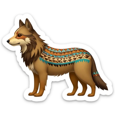 Shamanic Tribal Colorful Patterned Marked Wild Feral Natural Realistic Canine (full body) sticker