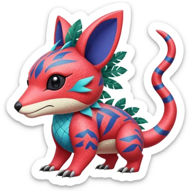  Patterned stitched exotic tropical cyber-Sleuth-Loyd-Garmaddon-Litten-Linoone-Noibat-Fakémon-Pokémon-Vernid-creature sticker