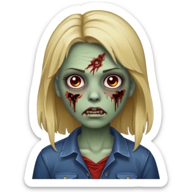 Create a zombie girl with dark hair and medium blonde highlights.  sticker