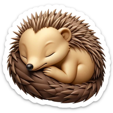 Meme-Worthy Cute Sleeping Echidna Portrait Emoji, Head resting peacefully with a contented smile, showcasing a delightfully compact build and a luxuriously soft spiky fur, eyes shut in a serene, restful nap, Simplified yet hilariously adorable features, highly detailed, glowing with a soft, drowsy light, high shine, relaxed and utterly lovable, stylized with an air of playful laziness, bright and heartwarming, soft glowing outline, capturing the essence of a comically sleepy echidna, so meme‐worthy it feels like it could instantly become the next viral sensation of adorable slumber! sticker