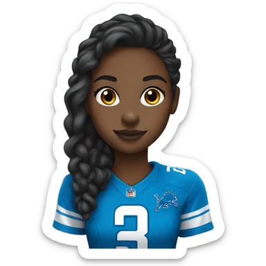 Black girl wearing Detroit Lions clothes sticker