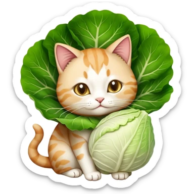 creat a emoji  ehere cat wearing  a cabage  and it shows ki  mai bandha ghbi hoo  sticker