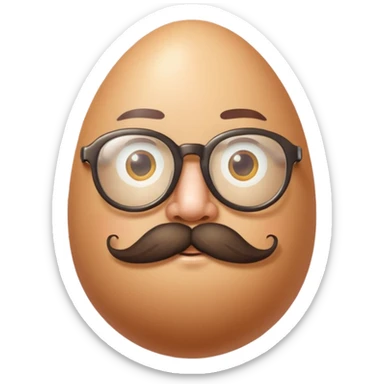 uovo con baffi e occhialino epoca sticker