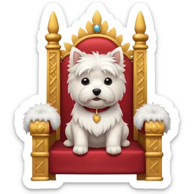 a cute west highland terrier sitting on a throne with other dogs below him sticker