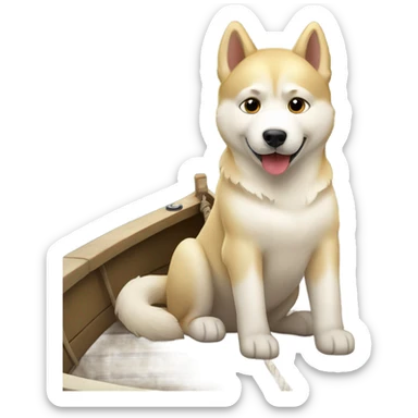 a light dorée  Husky in a boat  sticker