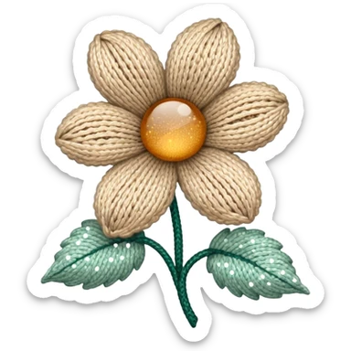 Knit flower with beige glittery design sticker