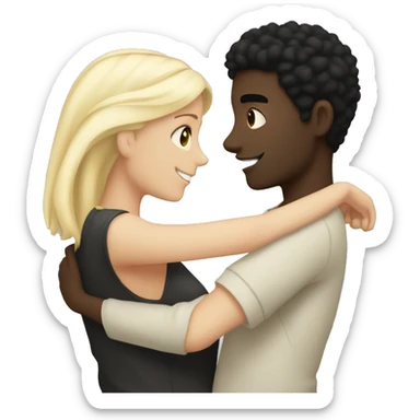 Black hair slightly fair skin colour boyfriend hugging his blonde white girlfriend  sticker