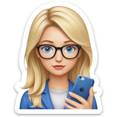 Blonde balayage hair white women blue eyes and small glasses cell phone  sticker