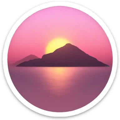 a sunset without the sun rays, pink sticker