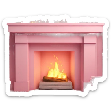Pastell pink asthetic clean Christmas fireplace  sticker