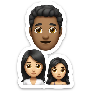 Puerto rican beard short black hair  husband with blond long hair wife and brown long hair daughter Family Hugh  sticker