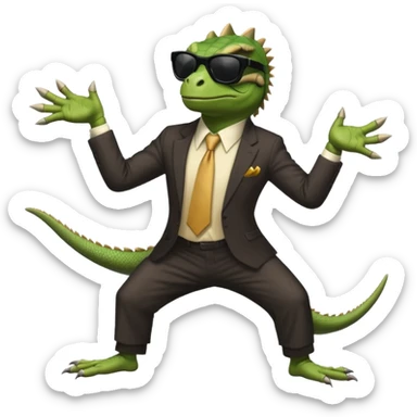 capitalist iguana banker godfather with black sunglasses breakdance sticker