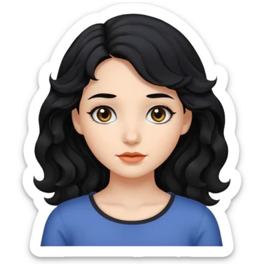 chica con pelo  negro y hasta los ho,bros  ondulada y ojos negros sticker