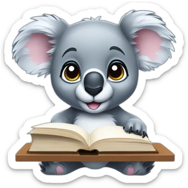 cuty koala similar to stitch studying sticker