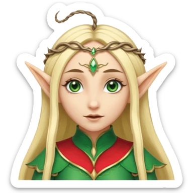 a girl elf with very long blond hair and a twisted headpiece, she's got pointy ears sticker