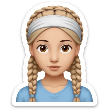 big lose braided woman face wiith big visible braids and mono color headband on head sticker