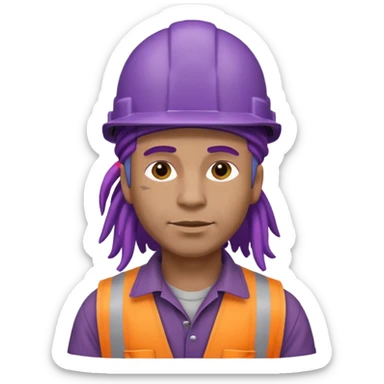 construction worker very dreadlocked purple haired man  sticker