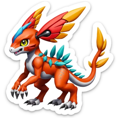 Meloetta-Guilmon-Wargreymon-Protogen-Pokémon-Digimon-Fakémon-fusion-hybrid-creature sticker