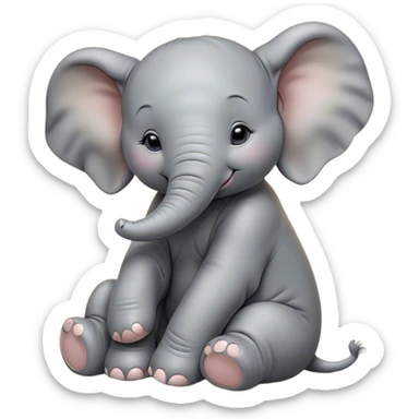 Meme-Worthy Cute Sleeping Baby Elephant Portrait Emoji, Head resting peacefully with a contented smile, showcasing a delightfully tiny build and a luxuriously soft gray hide, eyes shut in a serene, restful nap, Simplified yet hilariously adorable features, highly detailed, glowing with a soft, drowsy light, high shine, relaxed and utterly lovable, stylized with an air of playful laziness, bright and heartwarming, soft glowing outline, capturing the essence of a comically sleepy baby elephant, so meme-worthy it feels like it could instantly become the next viral sensation of adorable slumber! sticker