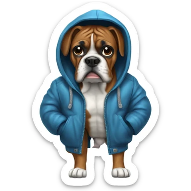 Boxer dog pooping in jacket sticker