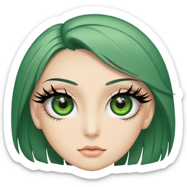 false eyelashes green eye, big lashes anime eye sticker