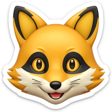 emoji hewan rubah berwarna kuning hitam sticker