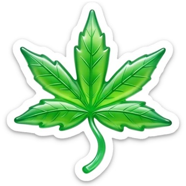 glossy green gusher gummy in the shape of a weed leaf sticker