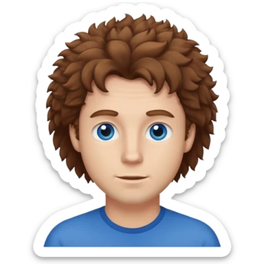 Make a white guy with brown fluffy hair sticker