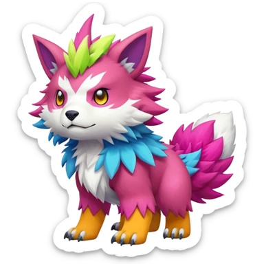 Colorful kawaii cool edgy Digimon-Fakemon-animal full body sticker