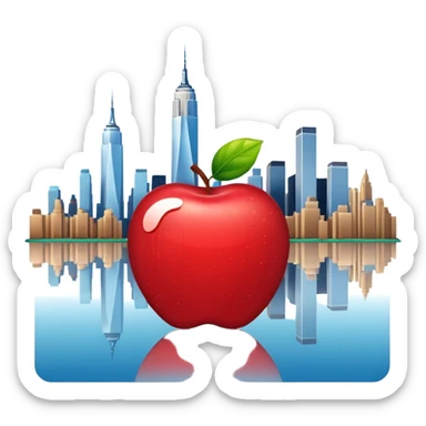 Una manzana con el skyline de Nueva York sticker