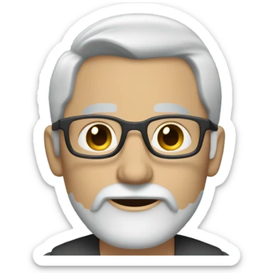 40 year old white man with grey hair and grey beard and dark glasses and blues eyes sticker