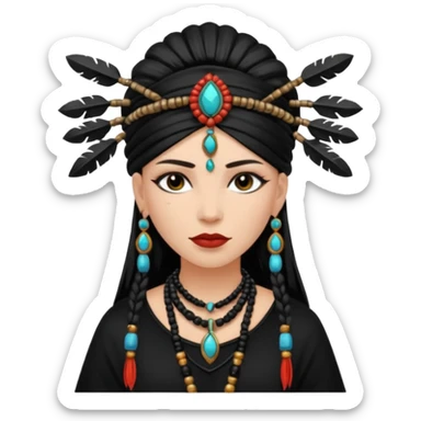 white shaman woman black clothes black accesories  sticker