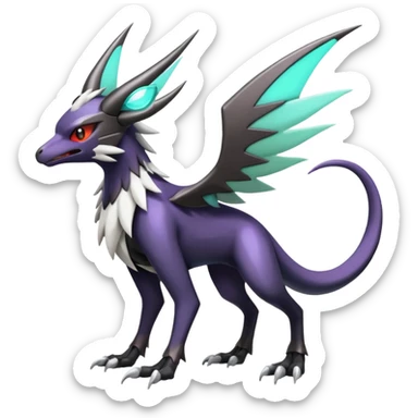 Shiny Noivern-Mightyena-Silvally-Fakémon-hybrid-creature (full body)  sticker