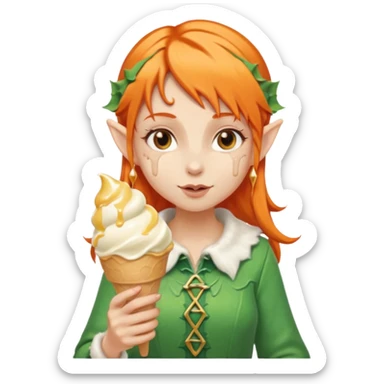 
a girl elf in orange hair with vanilla ice cream




 sticker
