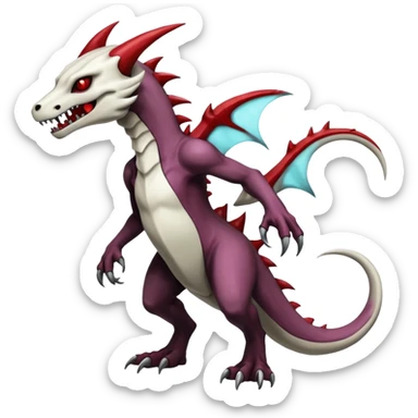 Shiny White Evil Glowing Eldritch Marowak-Salandit-Duskull-Darkdramon-fusion with bloody red markings sticker