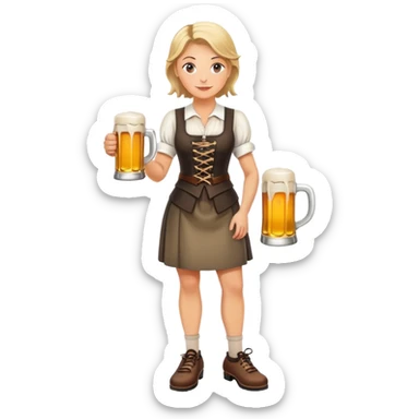 mature German waitress, laced up shoes, standing, holding a stein of beer in the hand  sticker