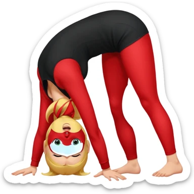 a young woman on all fours, head on the floor, arched back and ass up. sticker