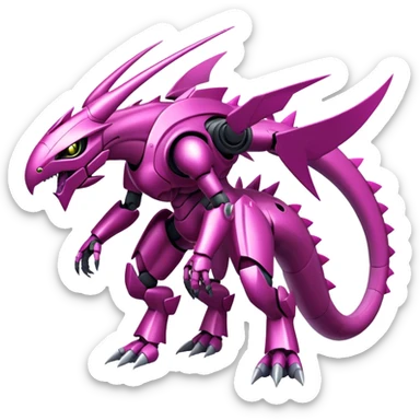  Cool Edgy Shiny Armored Ethereal Legendary Digimon-Genesect-Palkia-hybrid full body sticker