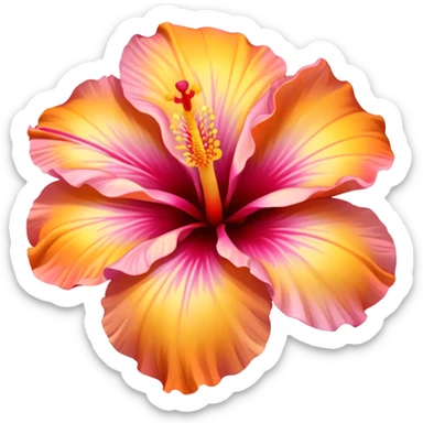 orange yellow and pink hibiscus flower aesthetic sticker