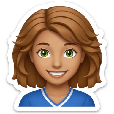 Im low-key kinda tan I have greenish blue hazel eyes I have light brown hair and I a cheerleader sticker