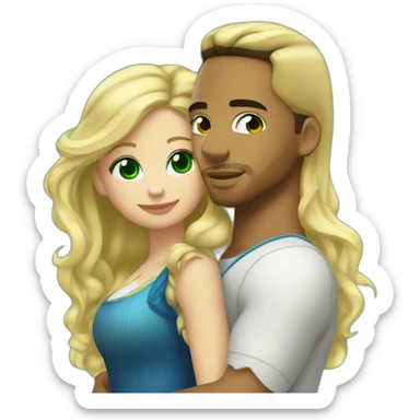 Romeo santos and blond girl green eyes hugging sticker