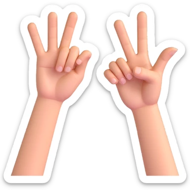 two hands, one displaying a single raised finger (1), the other showing four raised fingers (4), simple and bold sticker