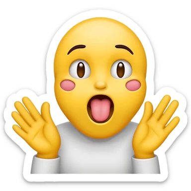 sticking out tongue emoji with hands choking it sticker