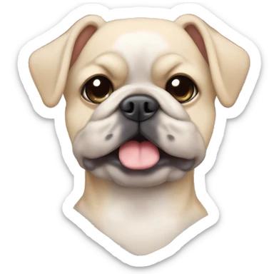 Guy with blue eyes and black hair and a shirt that says “Lazy Bulls” and to his right is a fat blonde hair frenchie and to his left is a smaller dark gray fluffy frenchie  sticker