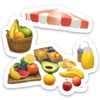 Beach picnic with fruits sticker