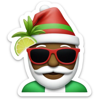 Santa with sunglasses and a margarita  sticker