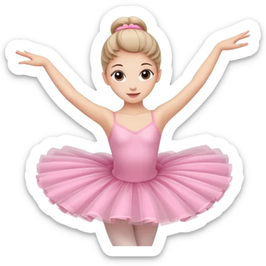 A graceful ballerina in a pink tutu, spinning lightly with arms curved elegantly.
 sticker