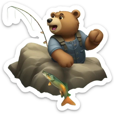 Bears fishing sticker