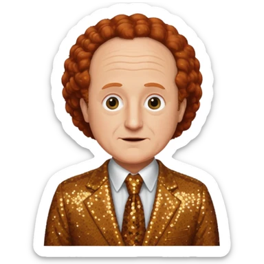 Larry Fine from The Three Stooges with auburn hair, brown sequin suit  sticker